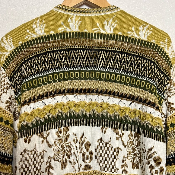 Vintage Dana Buchman Gold Brown Patterned Vneck Cardigan Medium - Picture 4 of 12